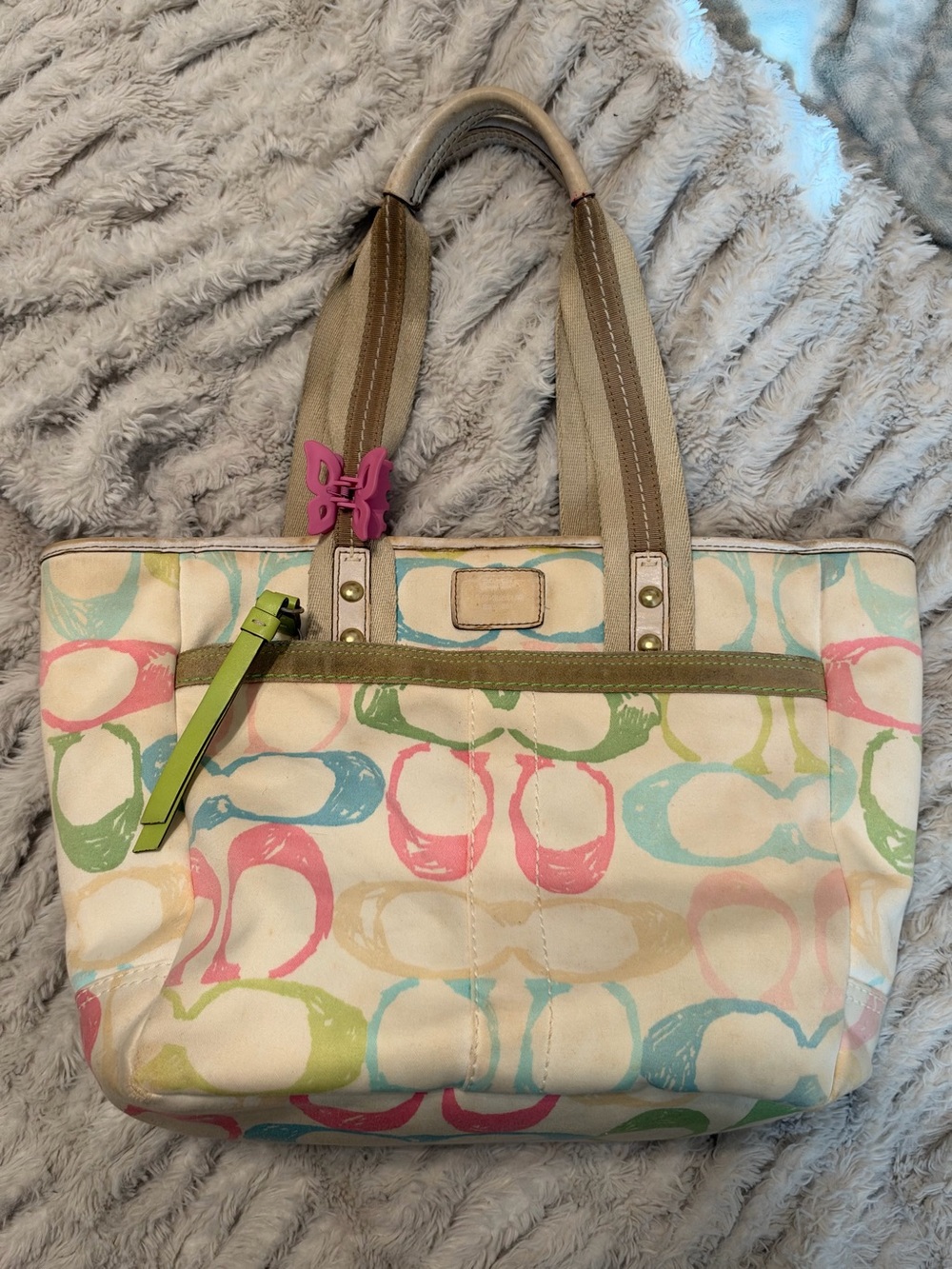 Canvas Patterned Coach Y2K Tote Bag